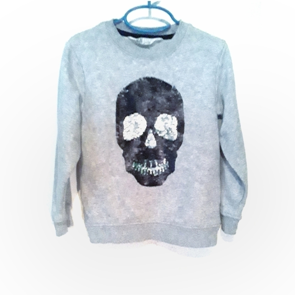 H&M Girl's Gray Skeleton Sweater